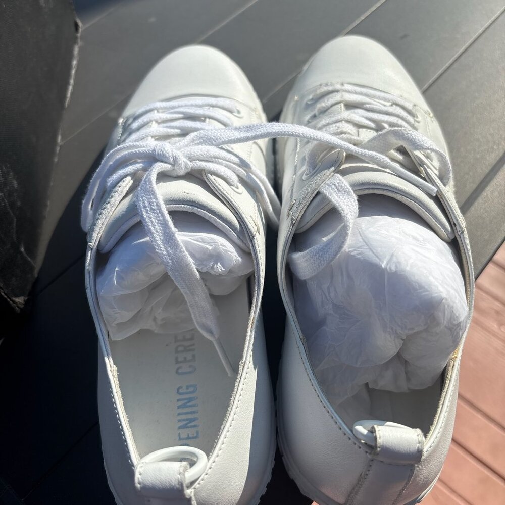 Opening Ceremony Women's La Cienega All White Leather Sneakers, Large Sizes, New